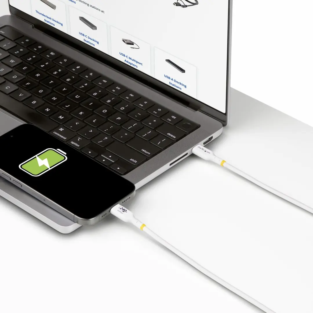 Startech USB2EPR3MW USB-C Oplaadkabel 240W - Wit