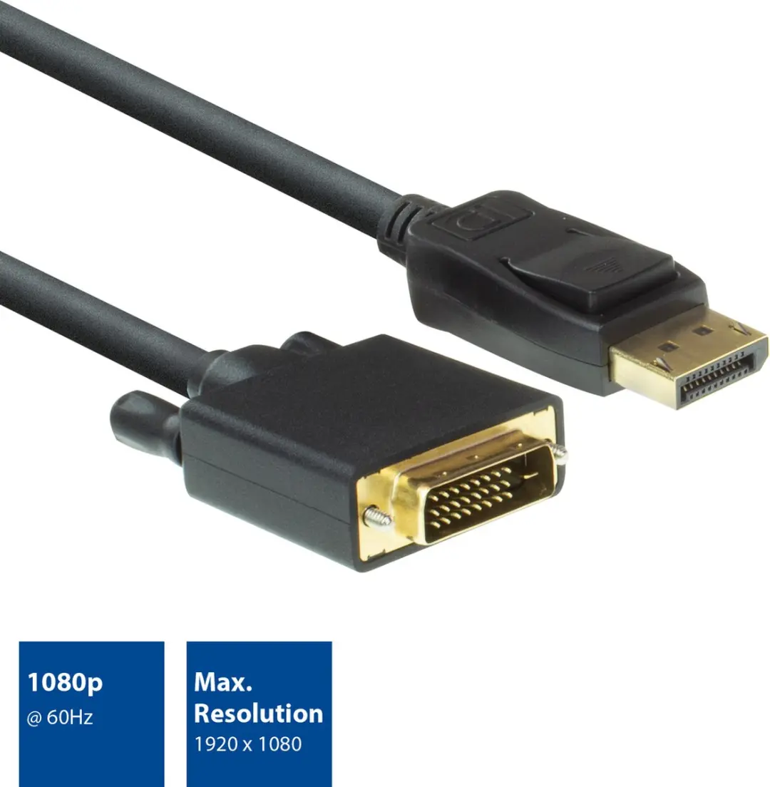 ACT AC7505 DisplayPort naar DVI Kabel - Verguld - 1,8m