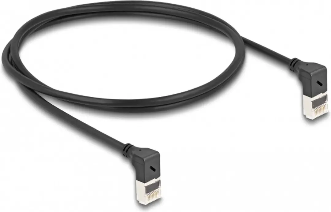 Delock Cat.6A S/FTP RJ45 Kabel 90° - 1m - Zwart