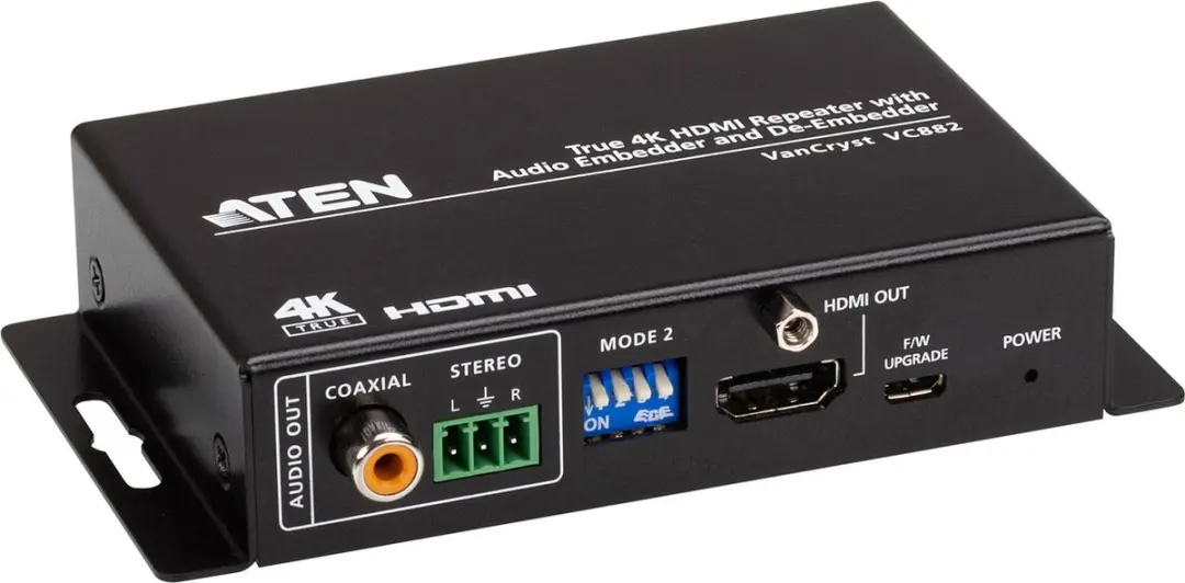 ATEN VC882 True 4K HDMI Repeater - Audio Embedder/De-Embedder - Zwart