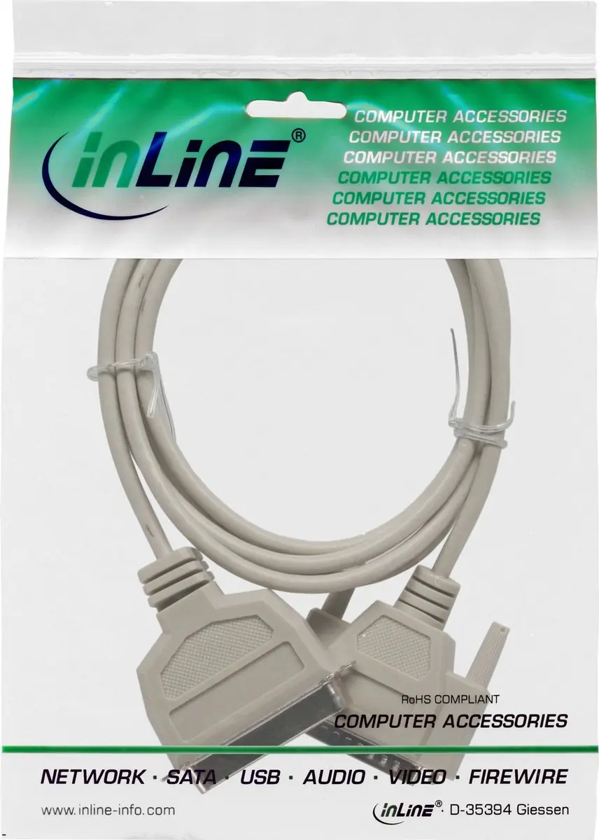 InLine Parallelle Printerkabel 25-pins SUB-D - 36-pins Centronics 1,8m - Beige