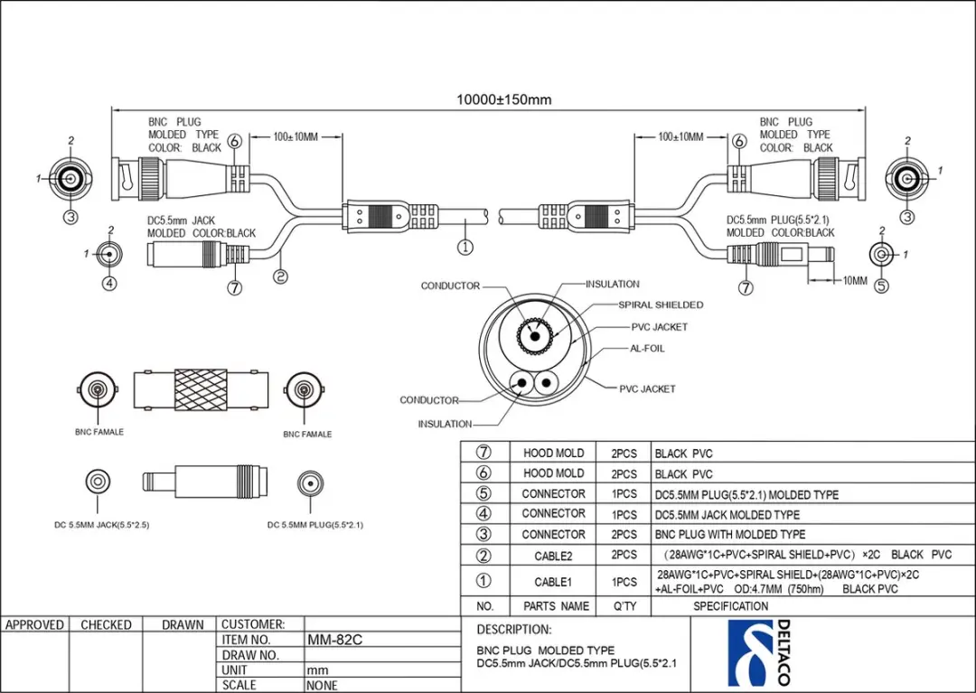 Deltaco USB 2.0 Kabel A/Mini-B 1m - Grijs