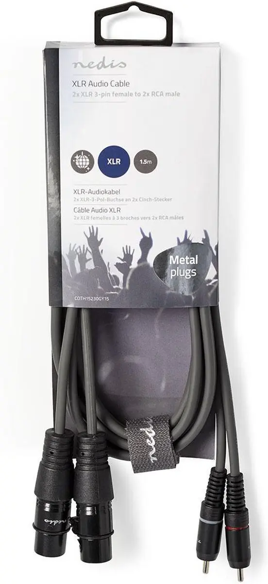Nedis Gebalanceerde Audiokabel XLR-RCA 1.5m - Donkergrijs