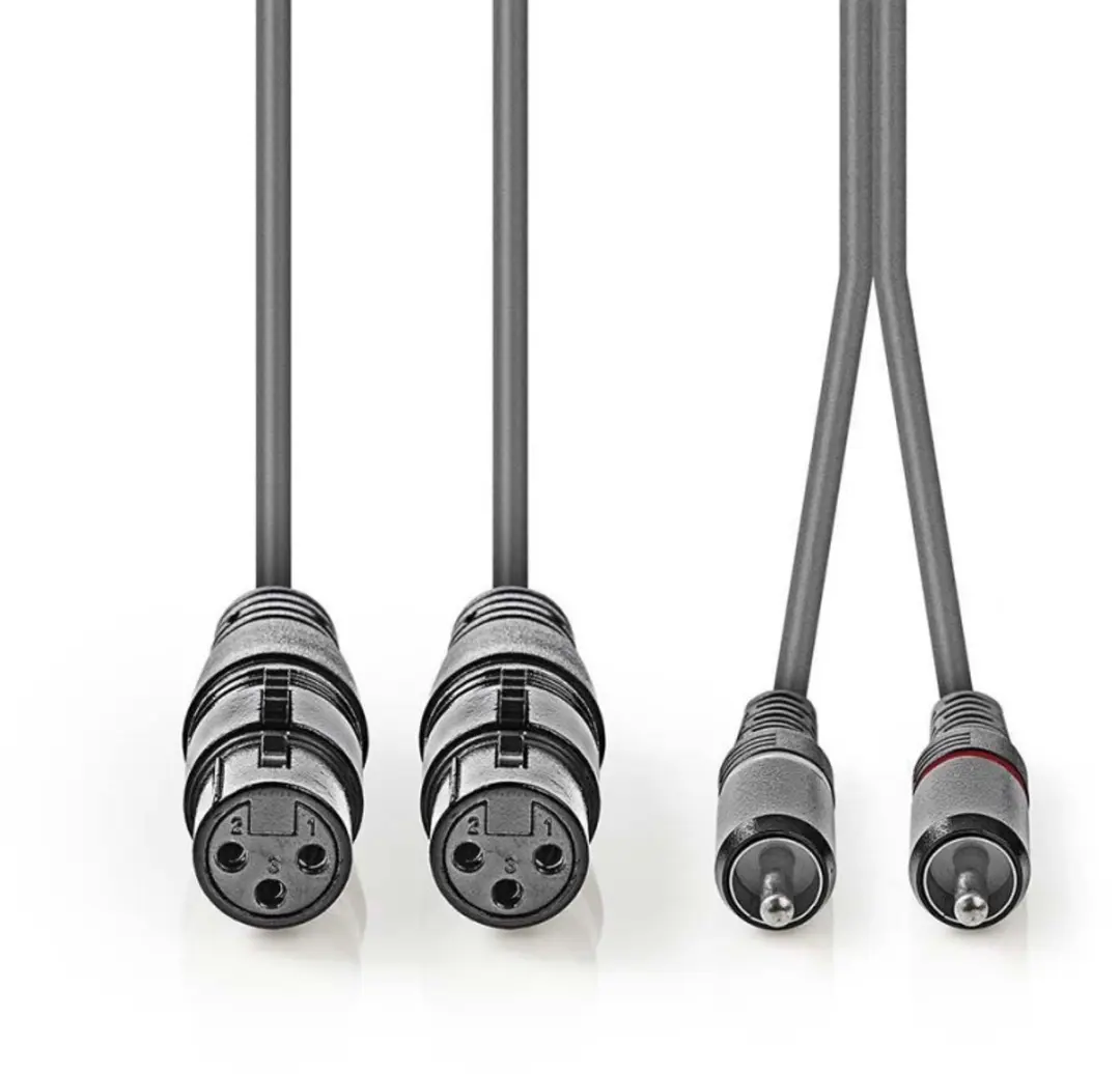 Nedis Gebalanceerde Audiokabel XLR-RCA 1.5m - Donkergrijs