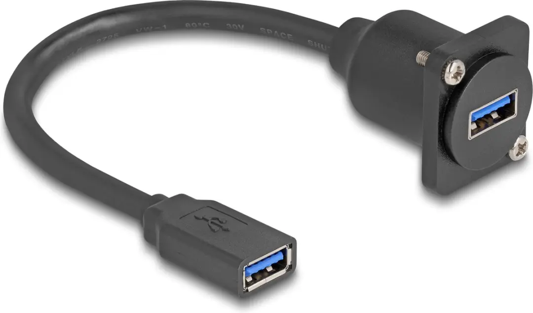 Delock D-Type USB 5Gbps Kabel A-vrouw naar A-vrouw 20cm - Zwart