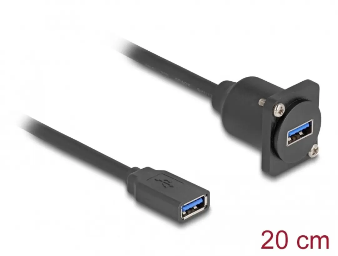 Delock D-Type USB 5Gbps Kabel A-vrouw naar A-vrouw 20cm - Zwart