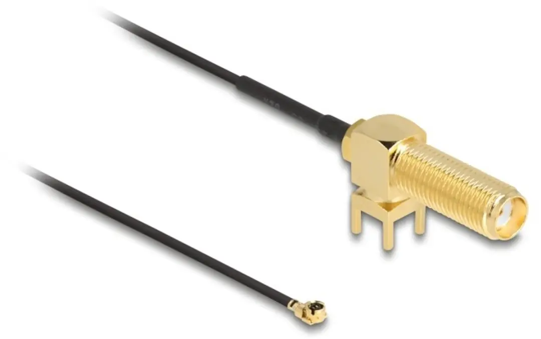Delock Antennekabel SMA 90° PCB Jack naar I-PEX MHF I - 15cm - Zwart/Goud