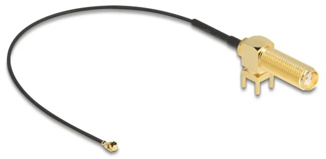 Delock Antennekabel SMA 90° PCB Jack naar I-PEX MHF I - 15cm - Zwart/Goud