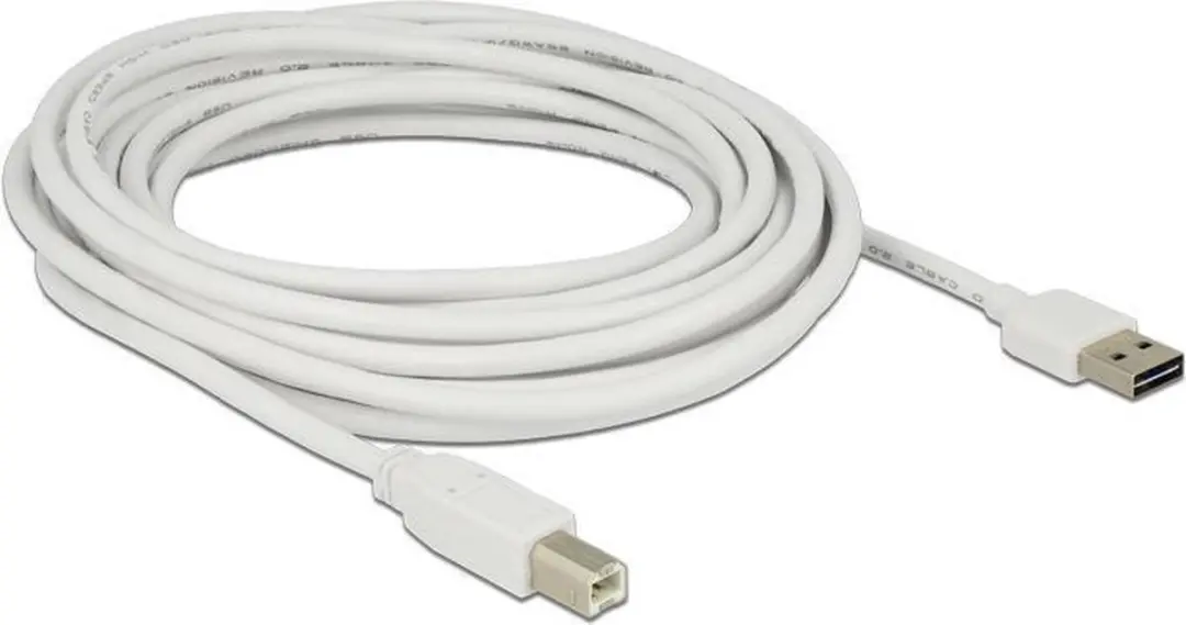 Delock USB-A naar USB-B Kabel 2.0 - 5m - Wit