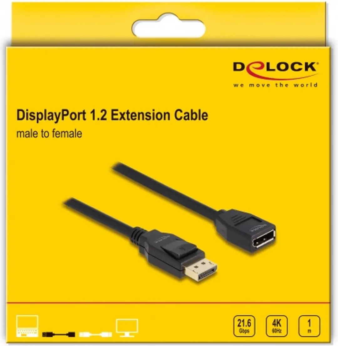 Delock DisplayPort 1.2 Kabel 4K 60Hz 1m - Zwart