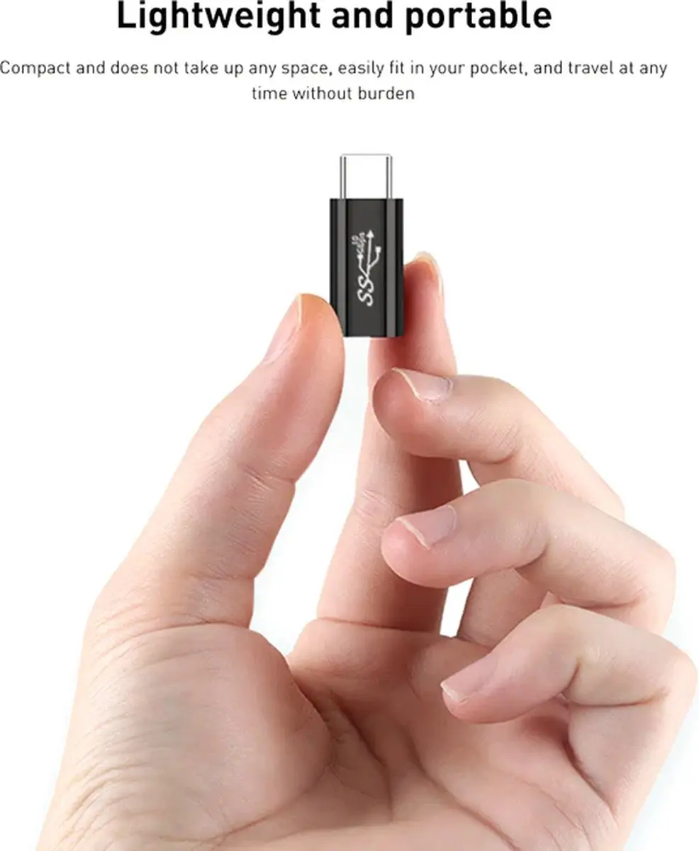 NÖRDIC USBC-MF USB-C Adapter - Mannelijk naar Vrouwelijk - Zwart