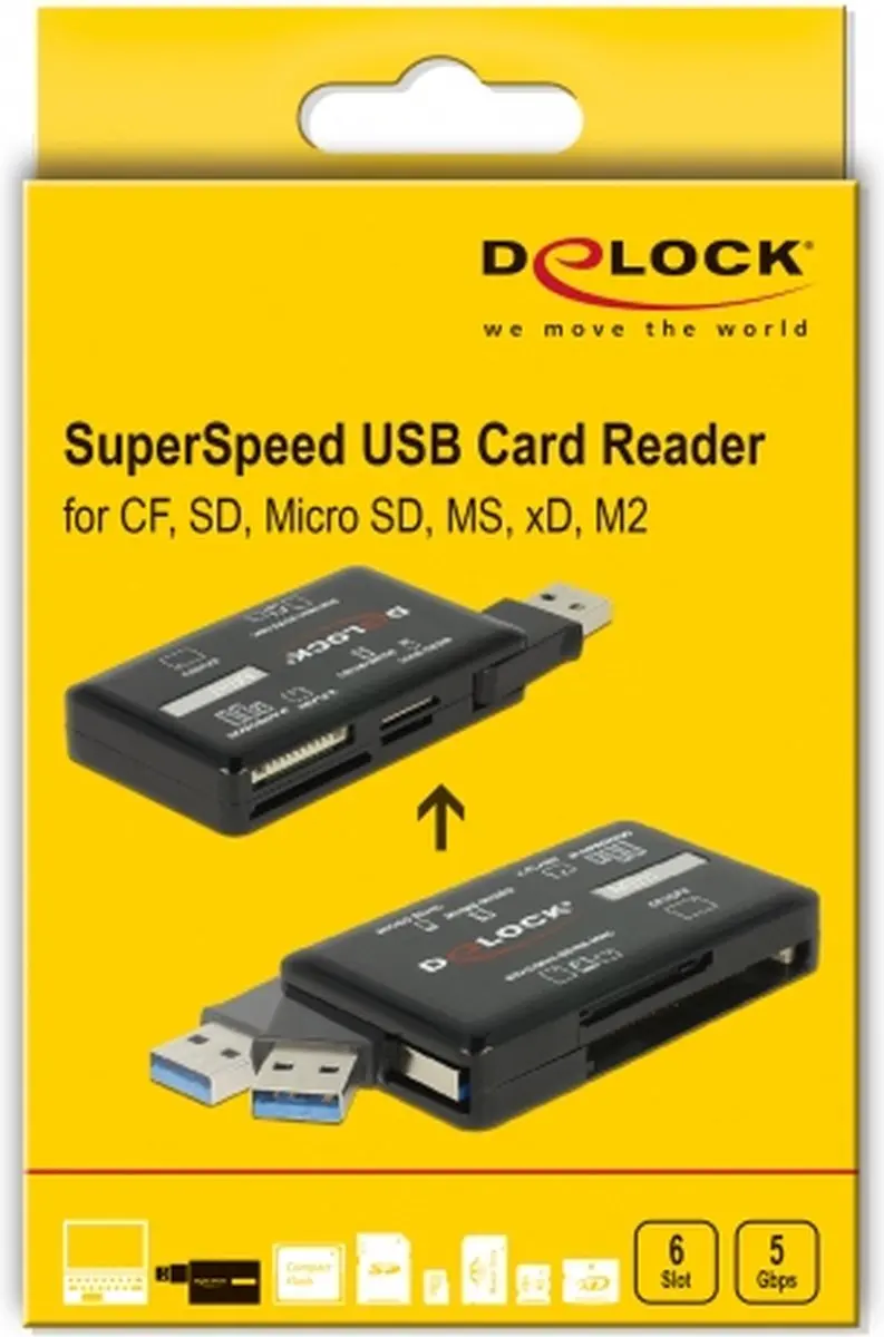 Delock 91758 USB 5Gbps Kaartlezer - Zwart