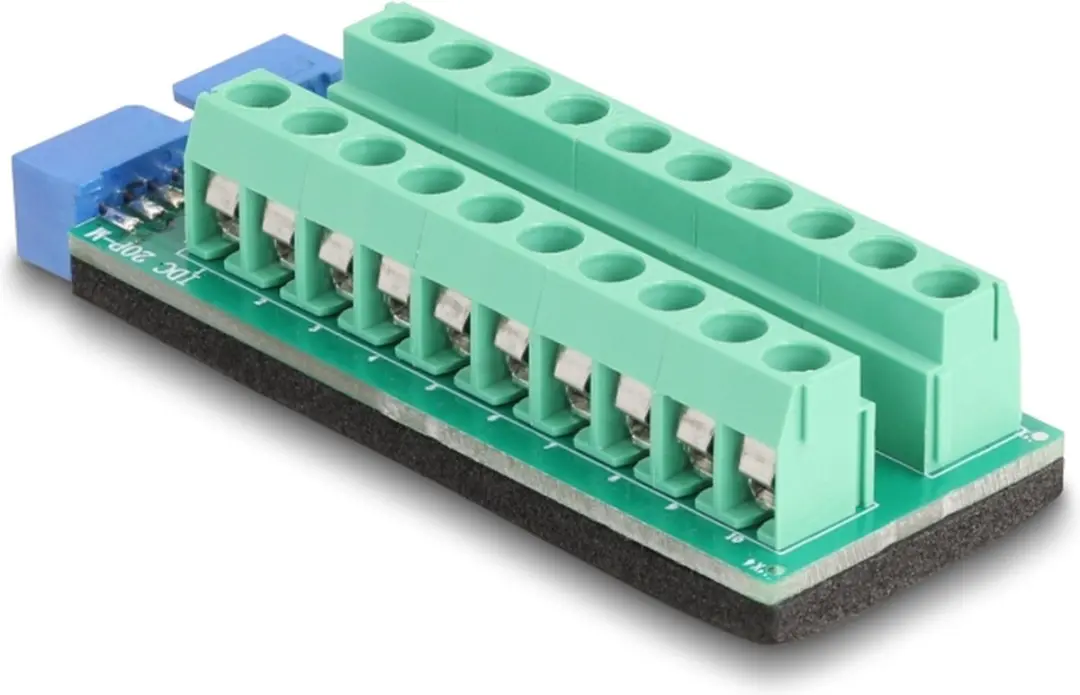 Delock USB Pin Header naar Terminal Block Adapter 20-pin - Groen