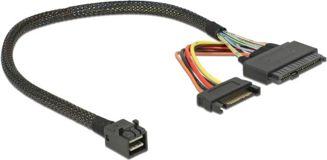 Delock SFF-8643 naar U.2 + SATA Power 30cm - Zwart