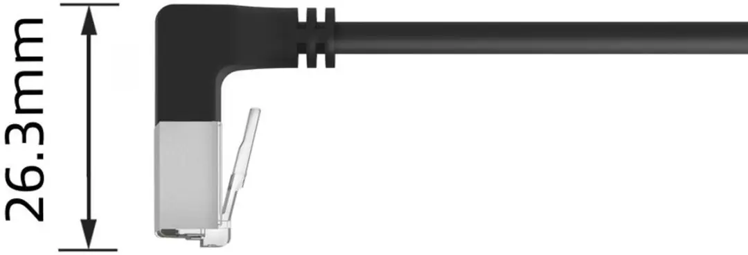 ACT DA5930 U/FTP CAT6A Patchkabel 0,15m - 90° haaks beneden - Zwart