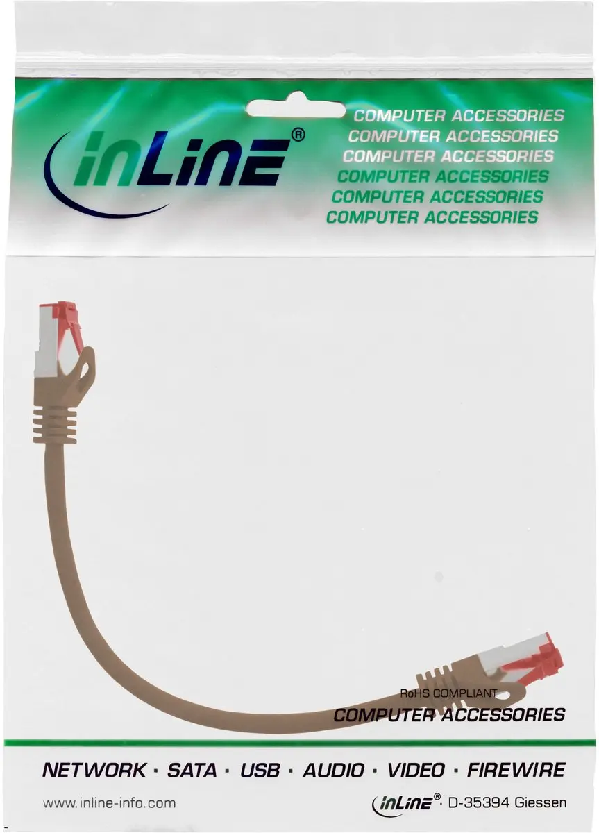 InLine Patchkabel S/FTP Cat.6 0,25m - Bruin