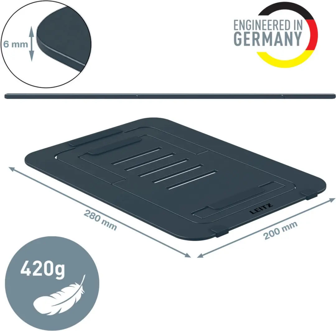 Leitz Ergo Aluminium Ultra Laptopstandaard 63460089 - 10-17" - Donkergrijs
