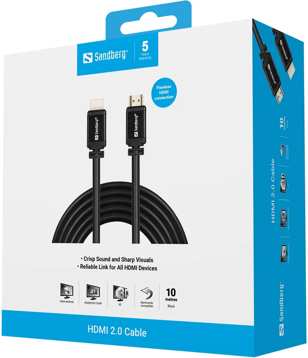 Sandberg HDMI 2.0 Kabel 10m - Zwart