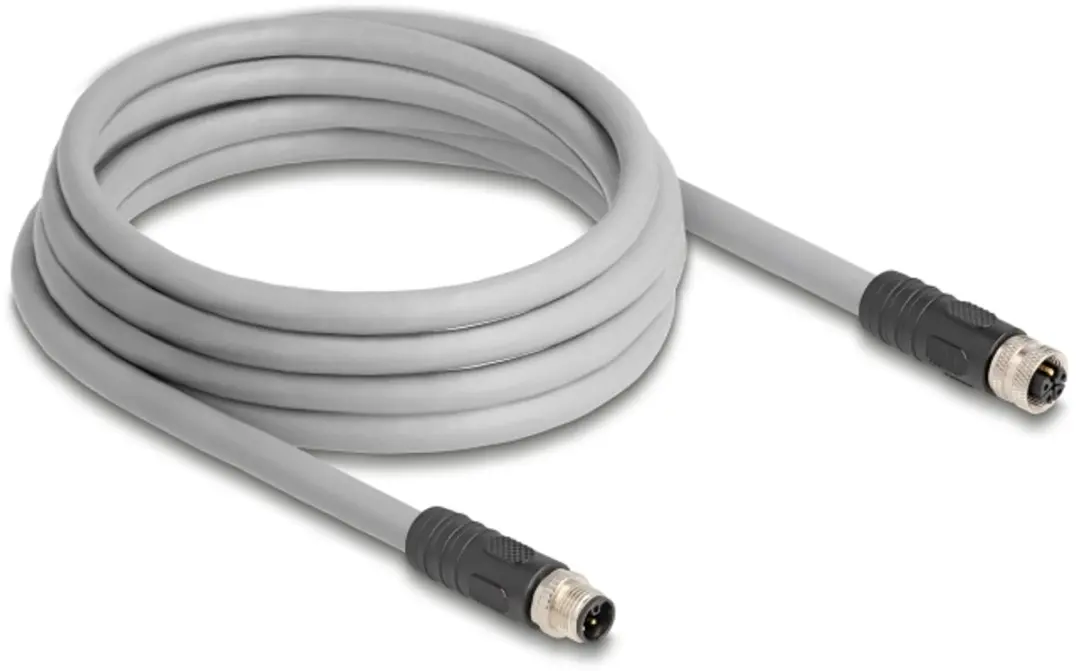 Delock M12 L-coded 5-polig Kabel - 3m - Zwart