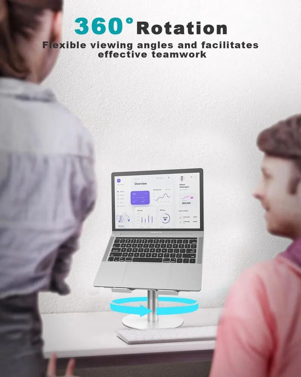 NÖRDIC LH Draaibare Laptopstandaard 17.3" - Aluminium - Zilver