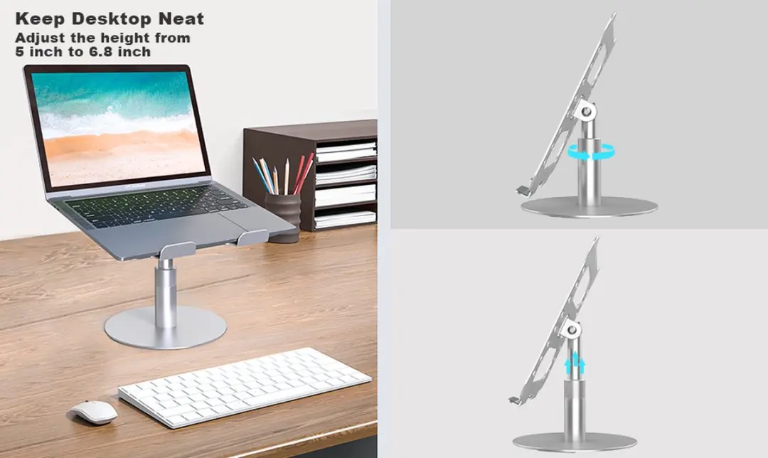 NÖRDIC LH Draaibare Laptopstandaard 17.3" - Aluminium - Zilver
