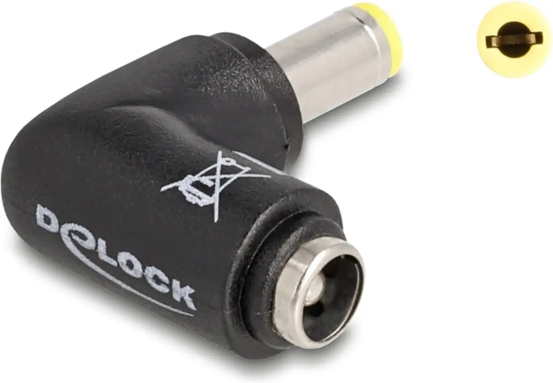 Delock DC Haakse Adapter 5,5x2,5mm 100W - Zwart