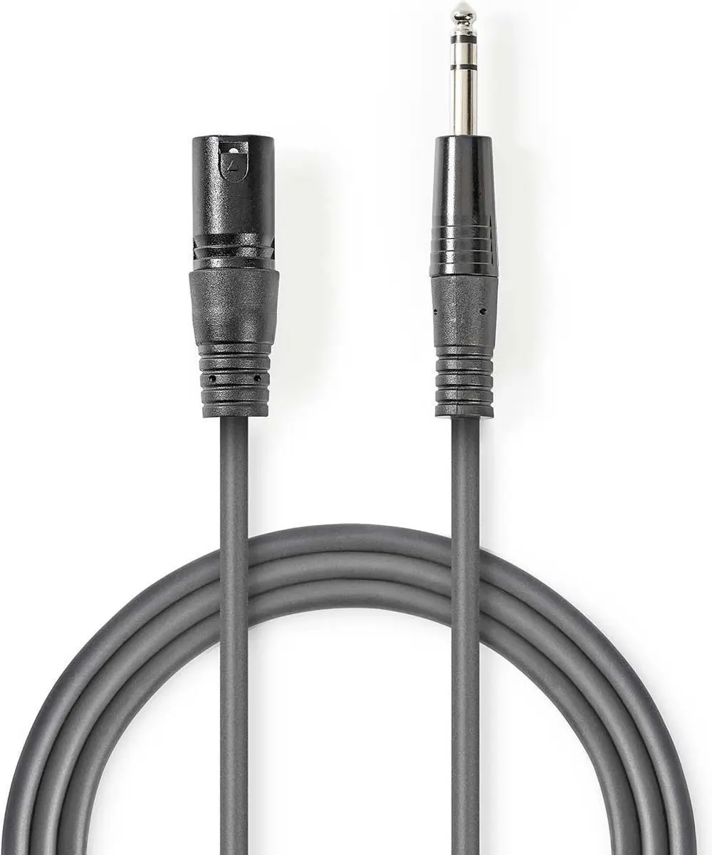 Nedis XLR 3-Pins Audiokabel 5m - Donkergrijs