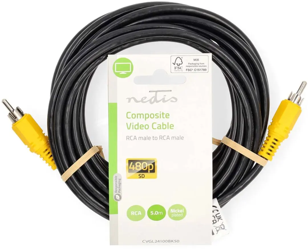 Nedis Composiet Videokabel RCA - 5m - Zwart