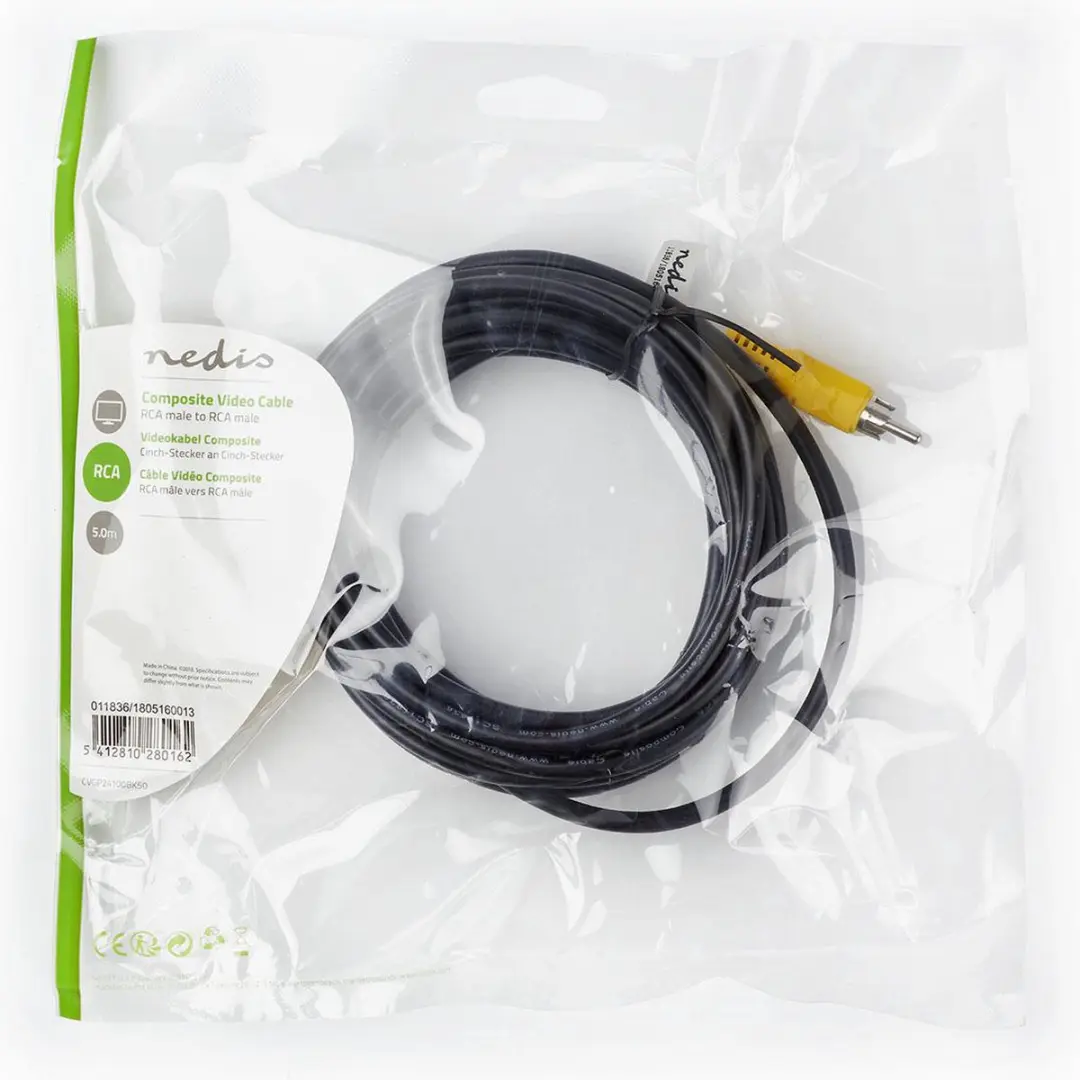 Nedis Composiet Videokabel RCA - 5m - Zwart