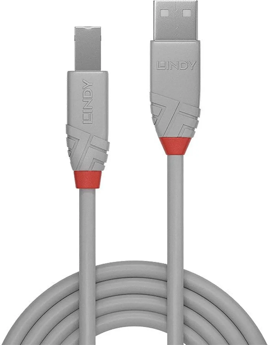 Lindy 36684 USB-kabel USB-A naar USB-B 3.0m - Grijs