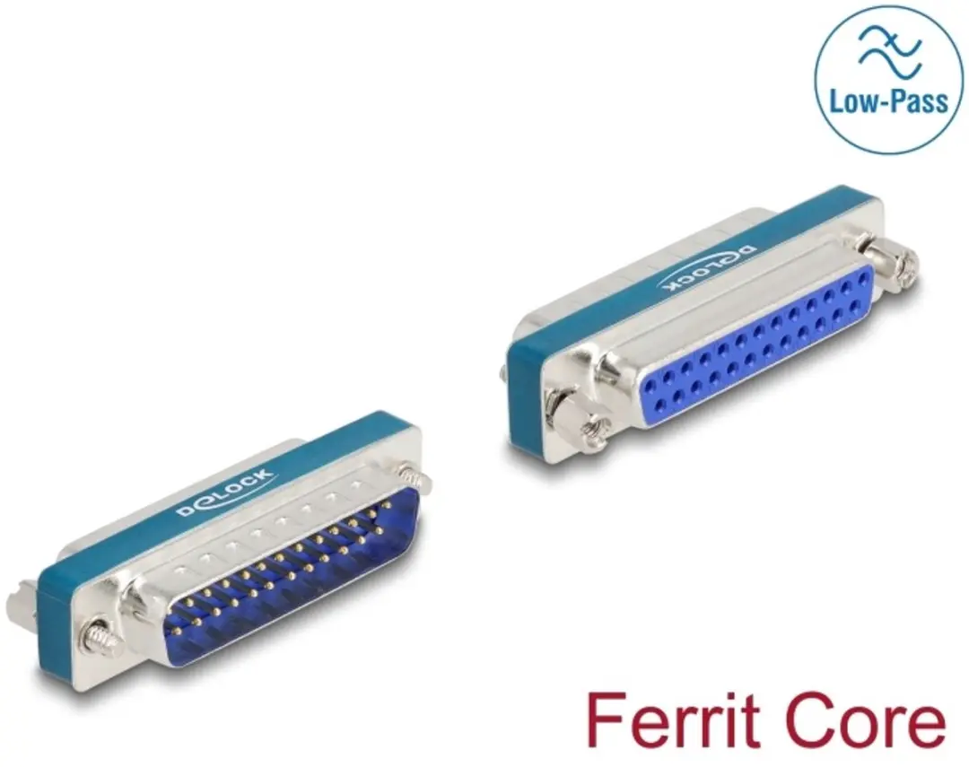 Delock RF/EMI Suppressiefilter D-Sub 25 M/F - Blauw