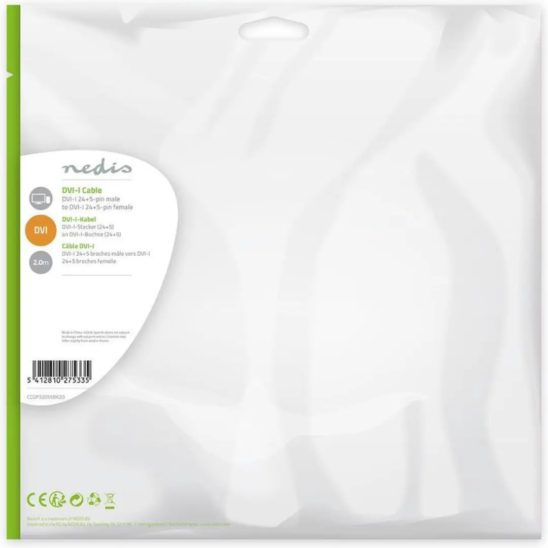 Nedis DVI-I Kabel CCGP32055BK20 - 2.00m - Zwart