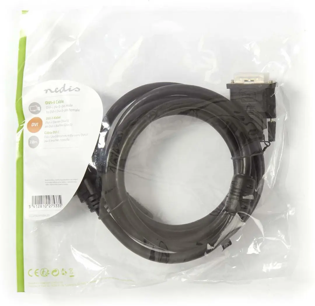 Nedis DVI-I Kabel CCGP32055BK20 - 2.00m - Zwart