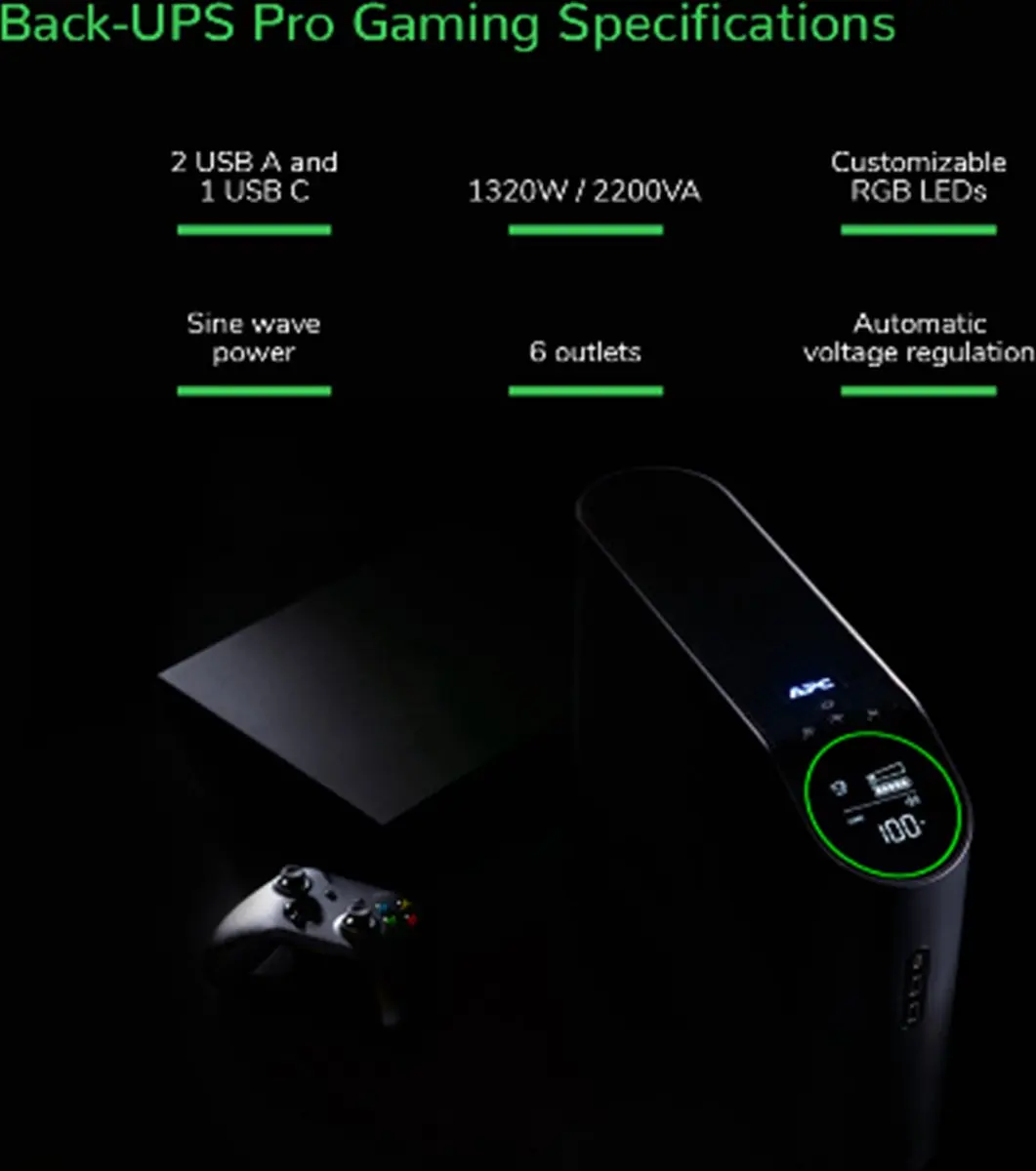 APC Back-UPS Pro BGM2200B-GR UPS - 2200VA/1320W - 6 Stopcontacten - Zwart