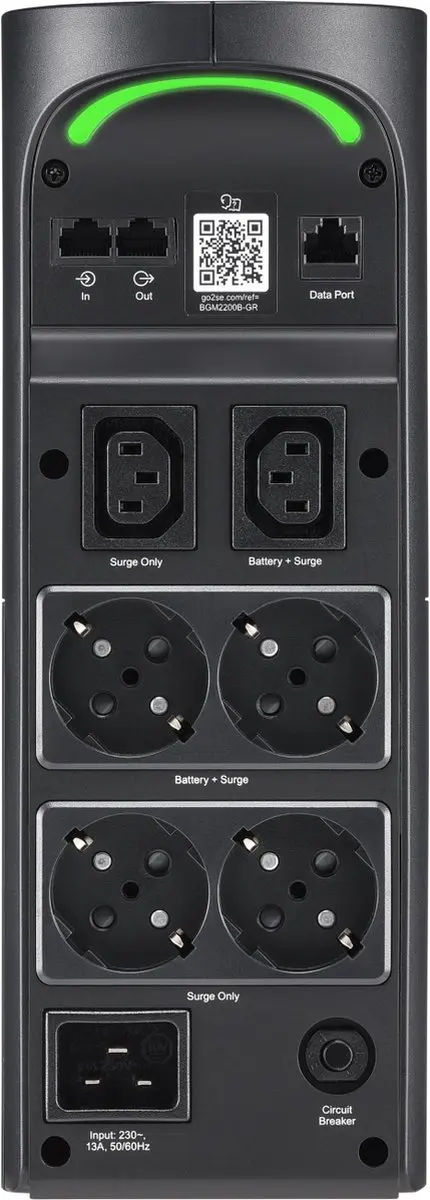 APC Back-UPS Pro BGM2200B-GR UPS - 2200VA/1320W - 6 Stopcontacten - Zwart - afbeelding 6 van 6