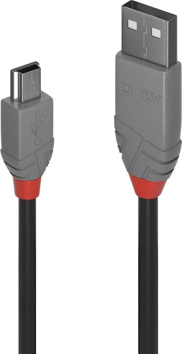 Lindy USB 2.0 A naar Mini USB B Kabel 36722 - 1m - Zwart