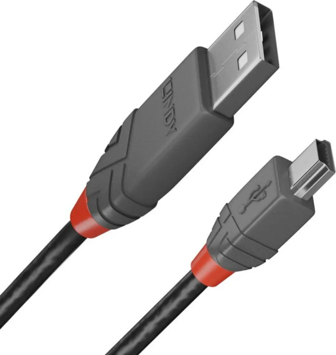 Lindy USB 2.0 A naar Mini USB B Kabel 36722 - 1m - Zwart