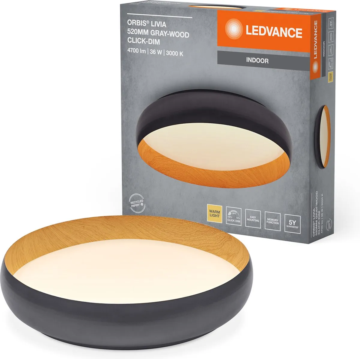 LEDVANCE Orbis Livia LED Plafondlamp 36W 2000lm