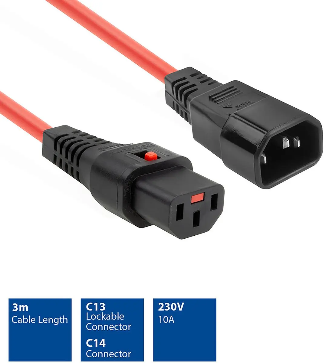 ACT PC1387 AK5196 Netsnoer C13-C14 - 3m Rood