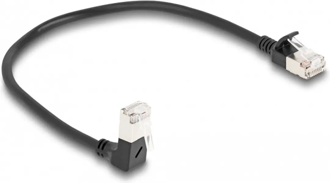 Delock RJ45 Cat.6A S/FTP Kabel 90° Zwart - 0,25m