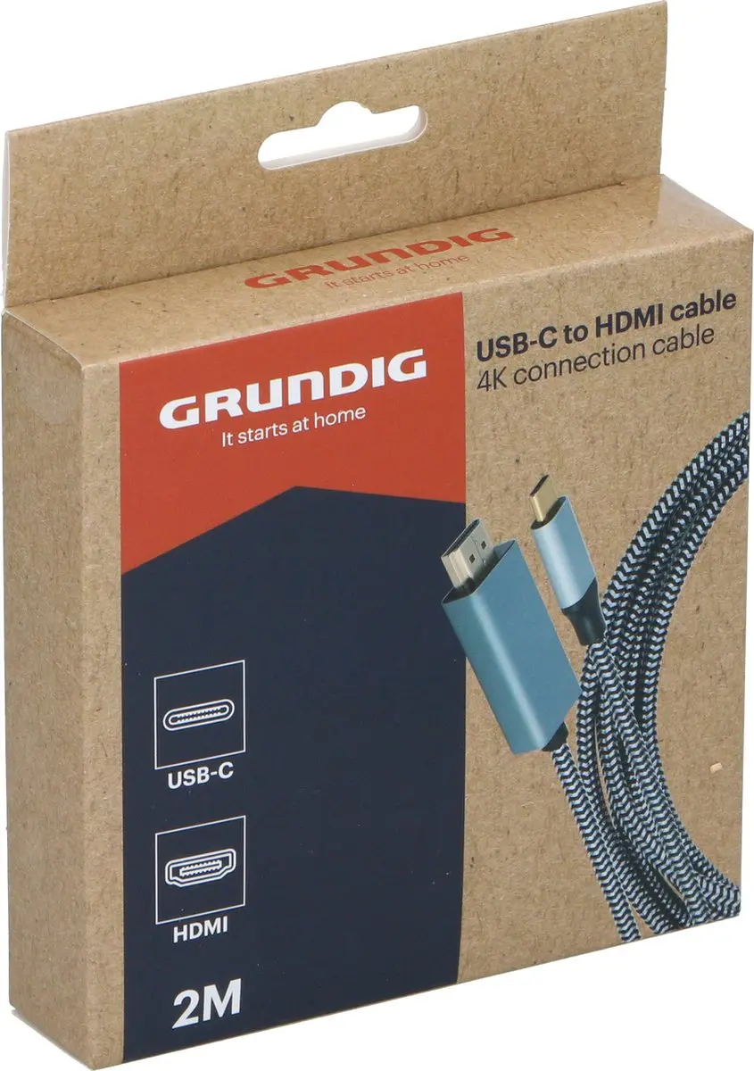 Grundig USB-C naar HDMI Kabel 2m - 4K - Grijs