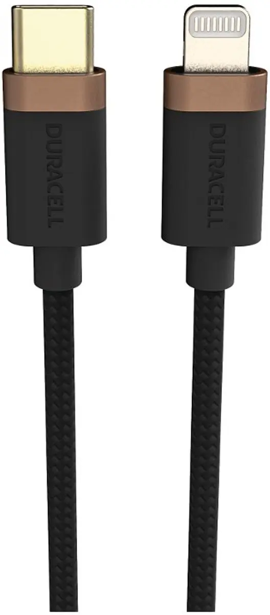 Duracell Toughened Kevlar USB-C naar Lightning Kabel 2m 65W - Zwart
