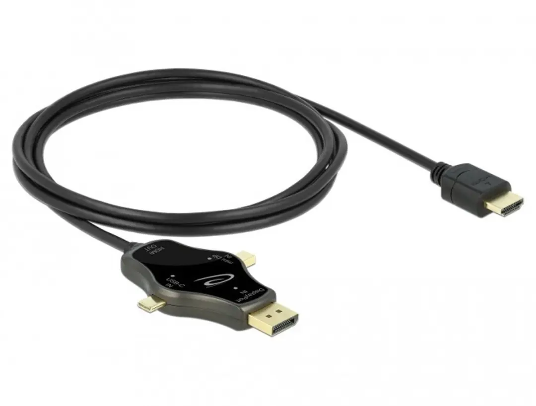 Delock 3-in-1 Monitorkabel USB-C/DisplayPort/mini DisplayPort naar HDMI 4K60 - Grijs