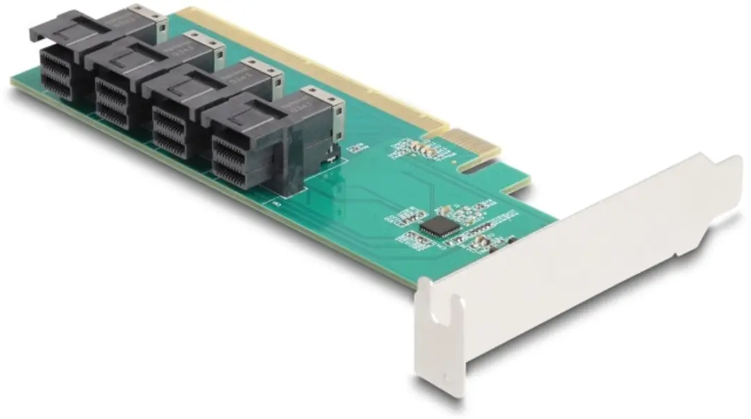 Delock PCIe x16 naar 4x SFF-8643 NVMe Kaart - Bifurcatie - Laagprofiel