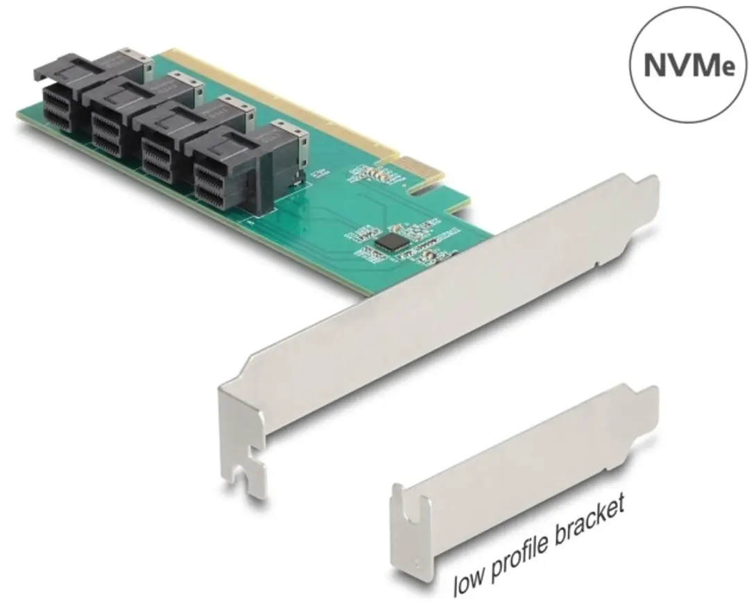 Delock PCIe x16 naar 4x SFF-8643 NVMe Kaart