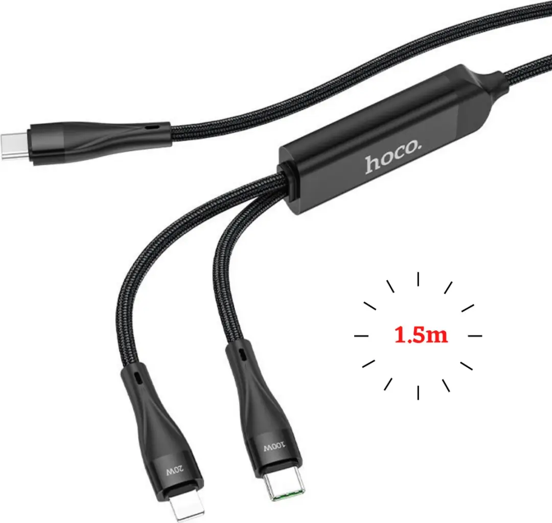 Hoco U102 USB-C naar USB-C & Lightning Kabel 1.5m