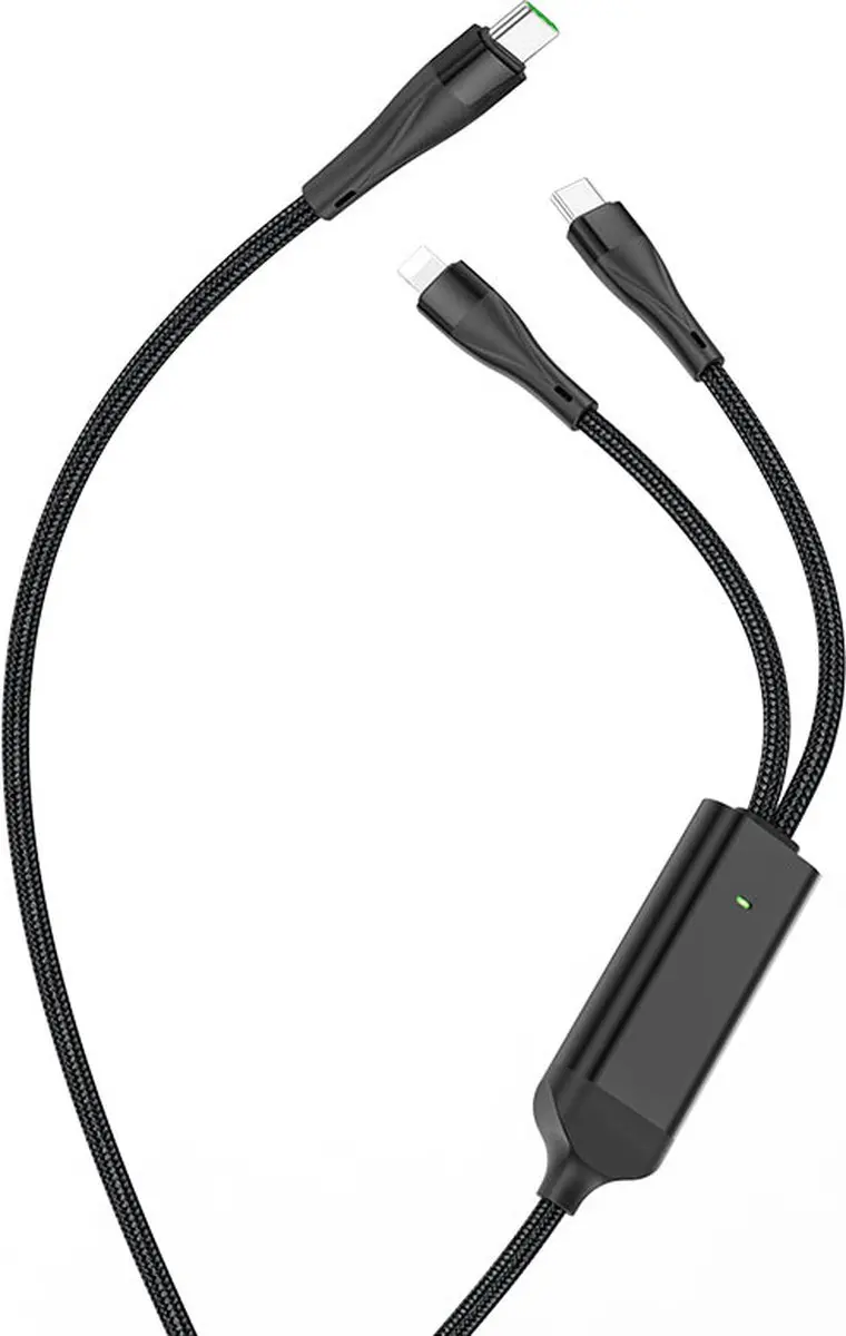 Hoco U102 USB-C naar USB-C & Lightning Kabel 1.5m - Zwart