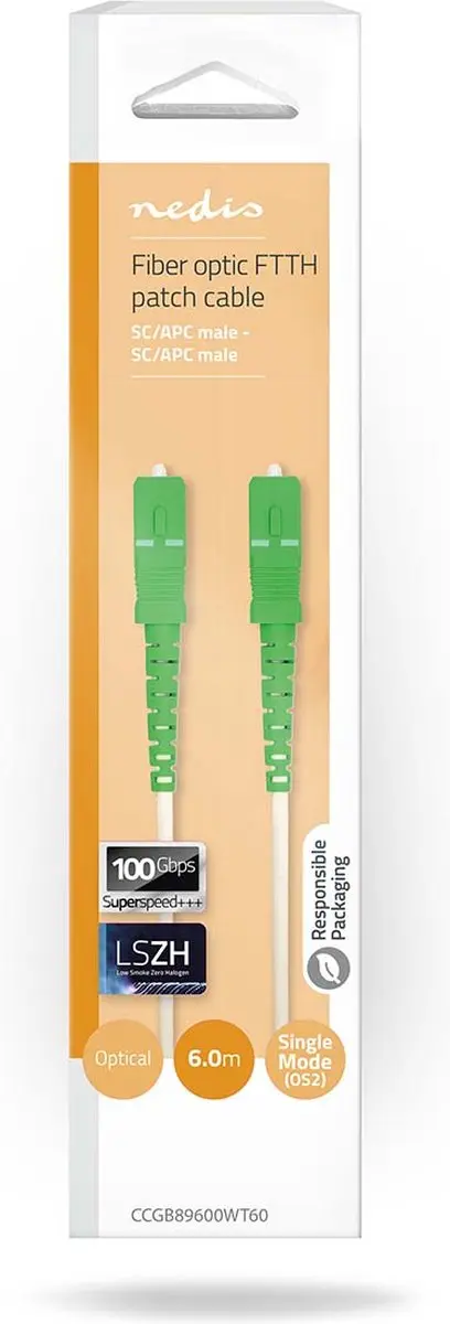 Nedis Glasvezel Patchkabel SC/APC - 100Gbps 6m Wit