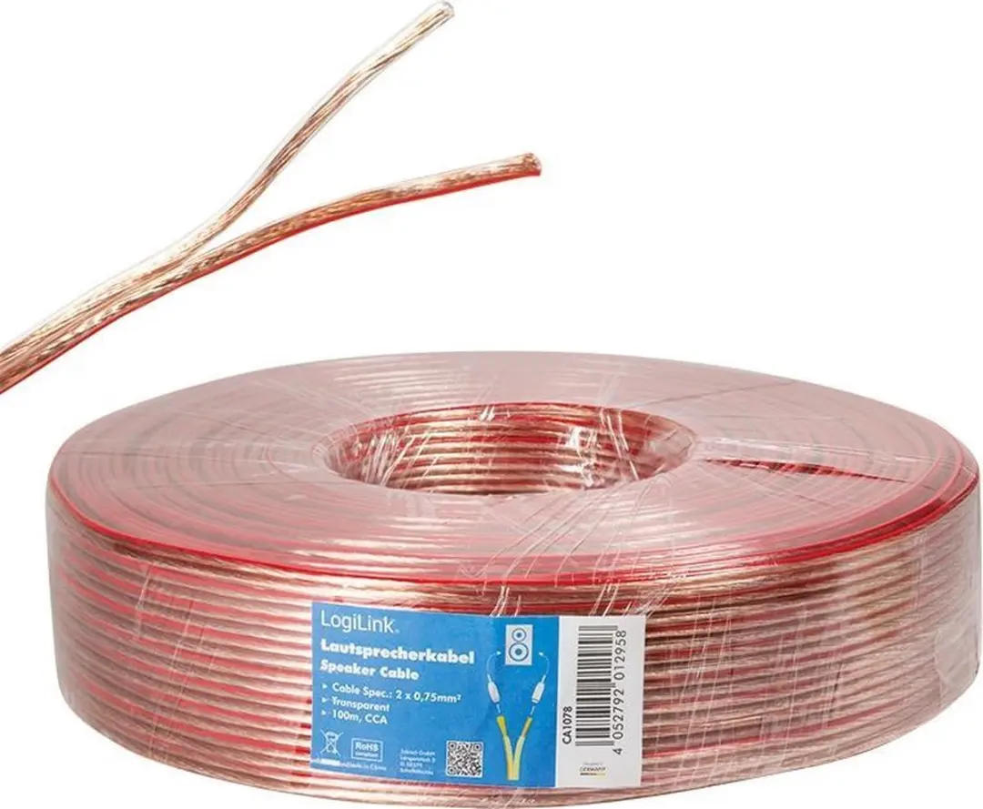 Logilink Speakerkabel CA1078 100m - 2x 0,75mm² Transparant