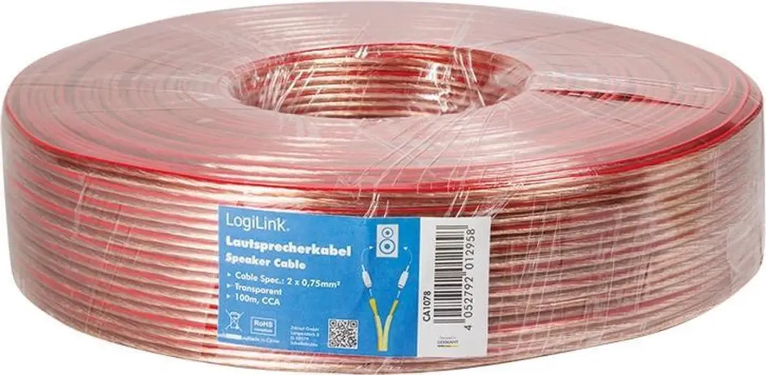 Logilink Speakerkabel CA1078 100m - 2x 0,75mm² Transparant